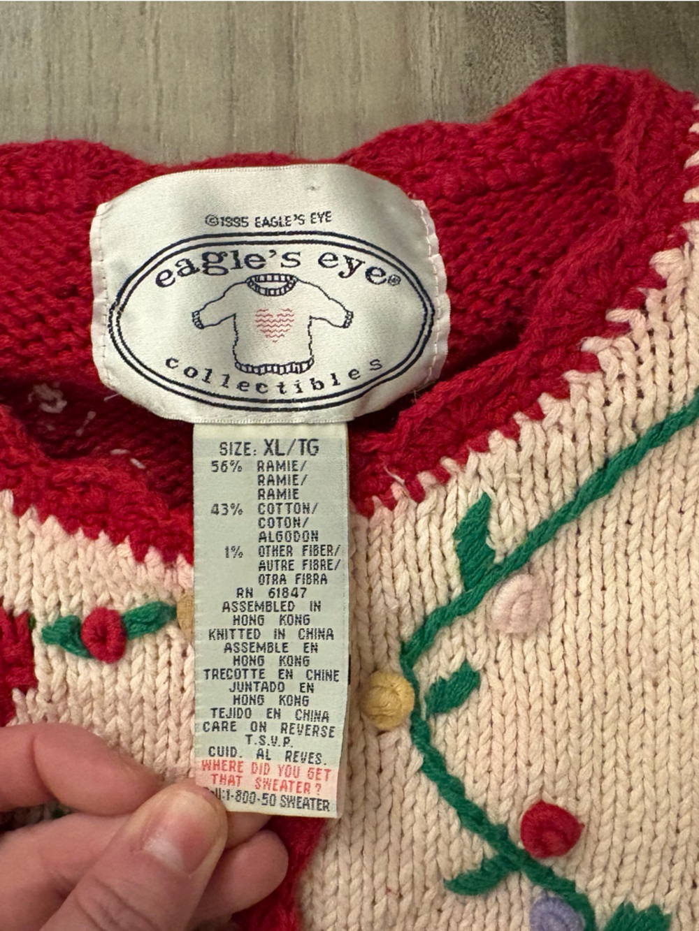 Vintage Eagles Eye Collectibles Valentines Novelty Knit Sweater Size XL - Picture 6 of 7